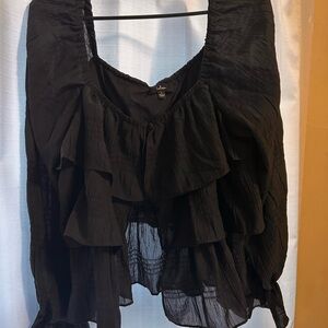 Lulu's Elegant Black Ruffle Blouse